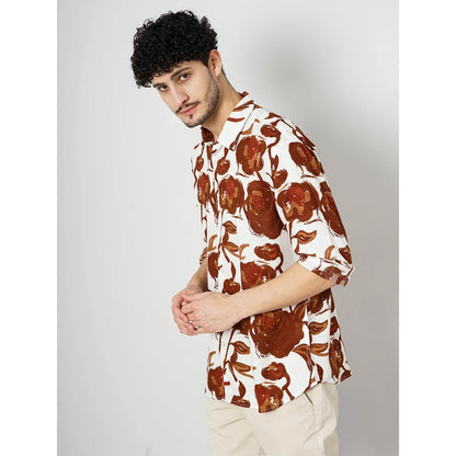 Cream Floral Linen Shirt