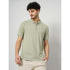 Celio* Solid Regular Fit Cotton Green T-Shirt