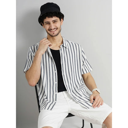 Cream Striped Cotton Shirt