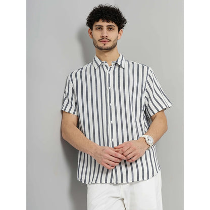 Cream Striped Cotton Shirt