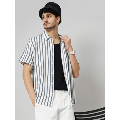 Cream Striped Cotton Shirt