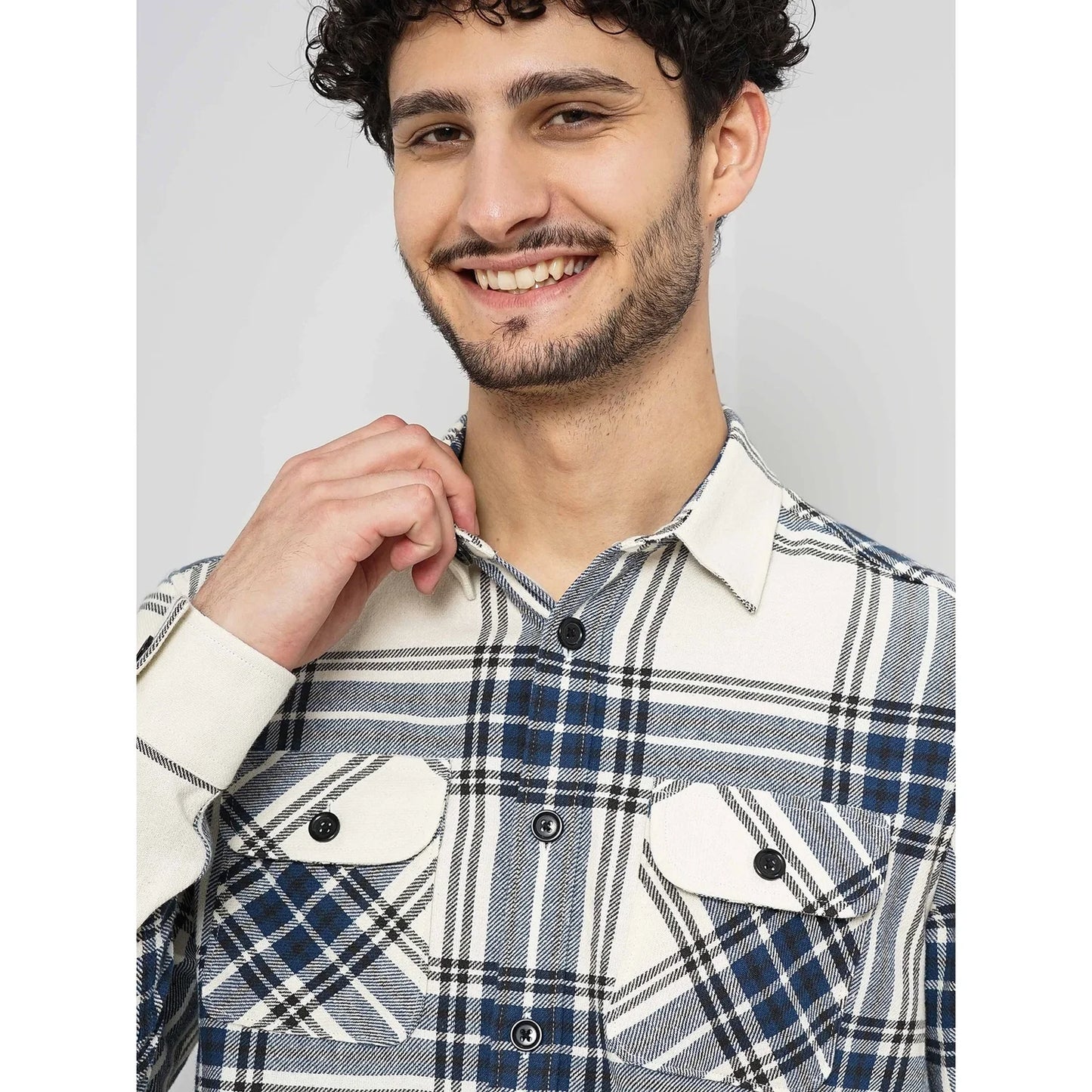 Cream Checks Cotton Shirt