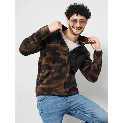 Brown Camouflage Polyester Jacket