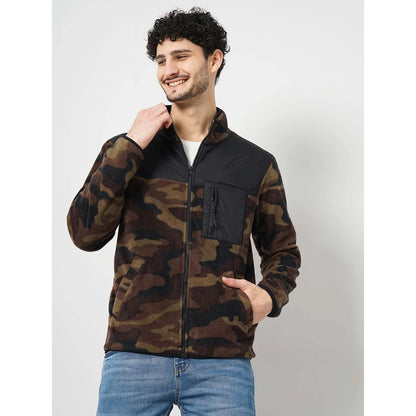 Brown Camouflage Polyester Jacket