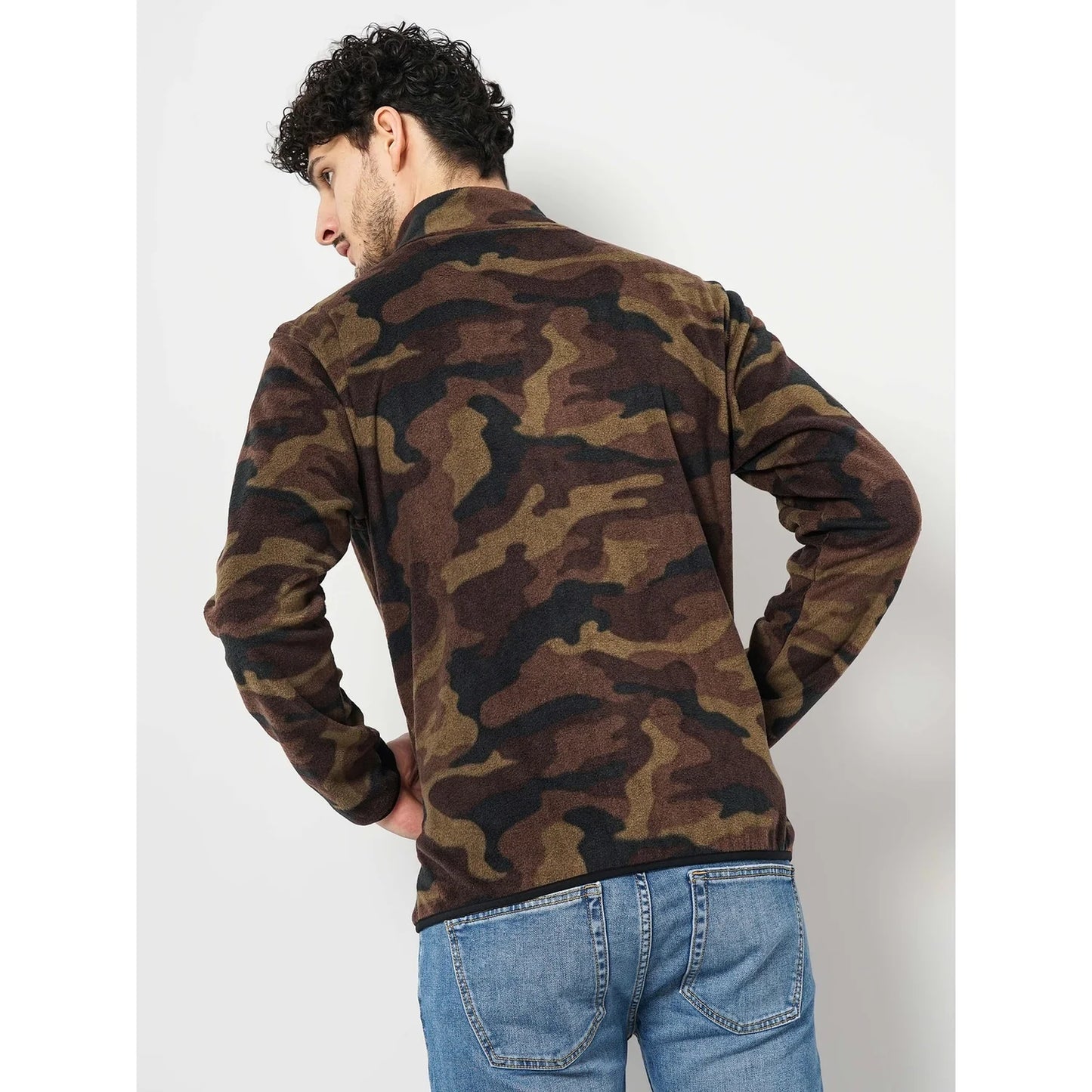 Brown Camouflage Polyester Jacket