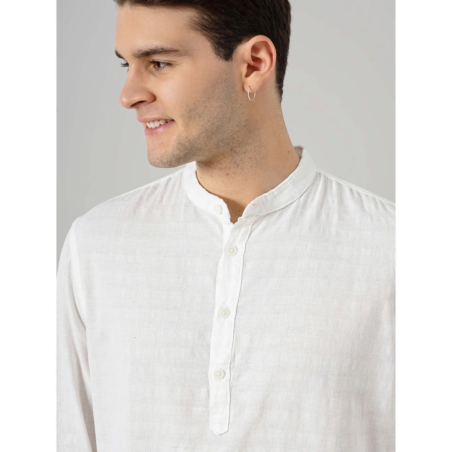 White Solid Cotton Blend Shirt