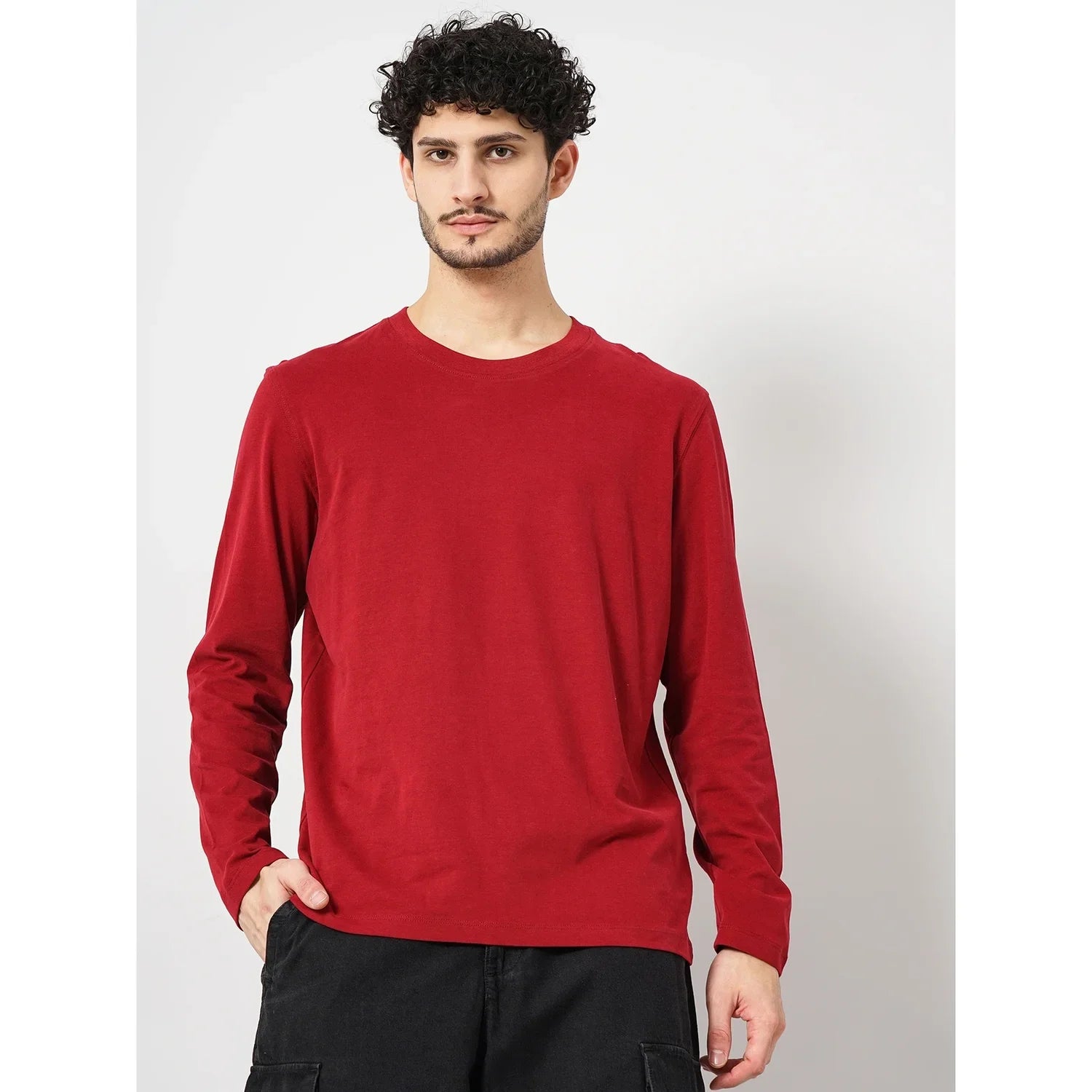 Red Solid Cotton T-Shirt