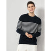 Celio* Striped Regular Fit Cotton Navy Blue Sweater