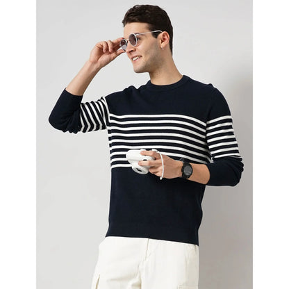 Cream Striped Cotton Sweater