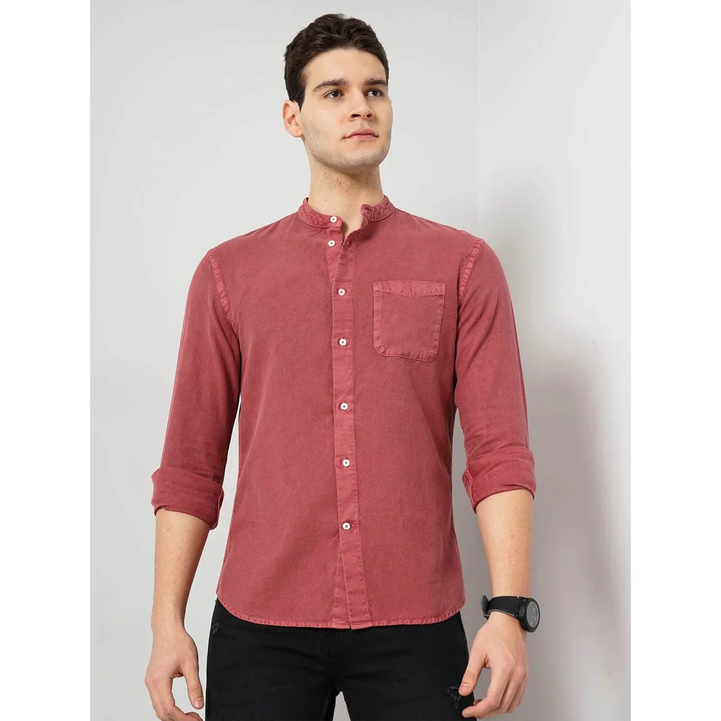 Red Solid Cotton Shirt