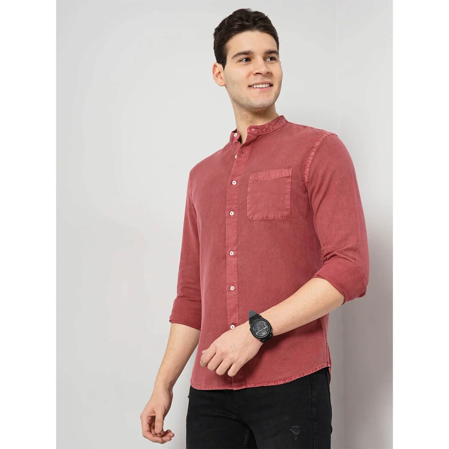 Red Solid Cotton Shirt