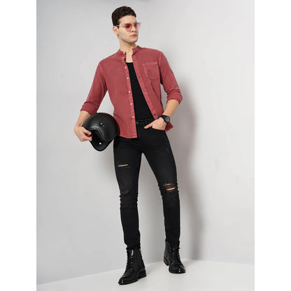 Red Solid Cotton Shirt