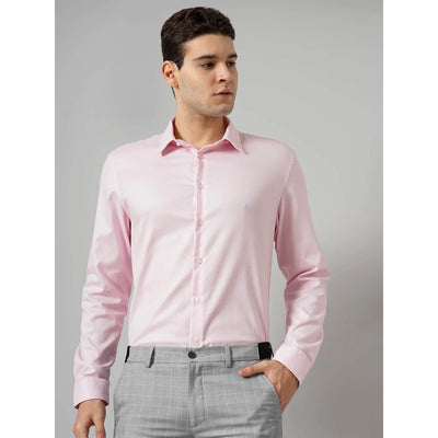 Celio* Solid Regular Fit Cotton Pink Formal Shirt