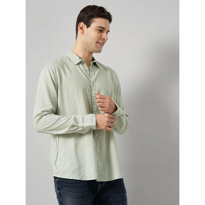 Cream Solid Linen Shirt