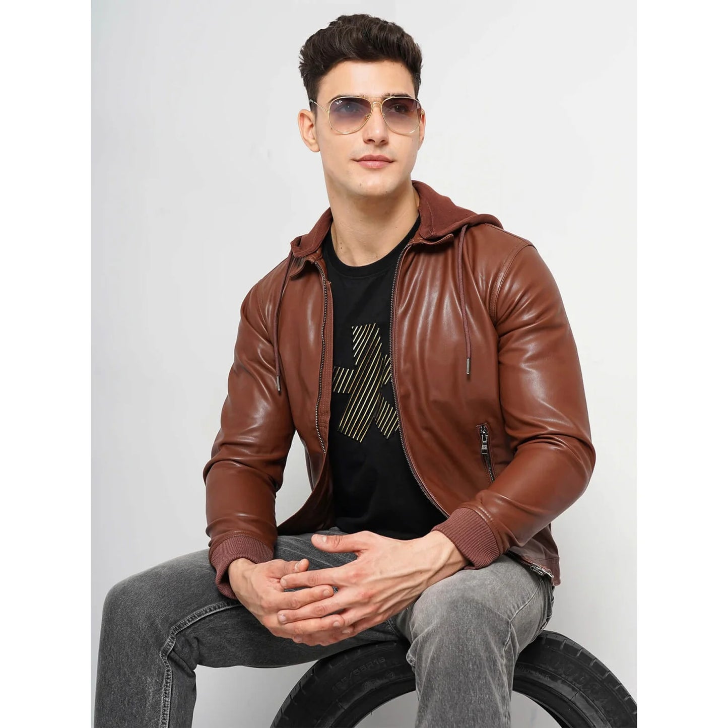 Brown Solid Polyurethane Jacket