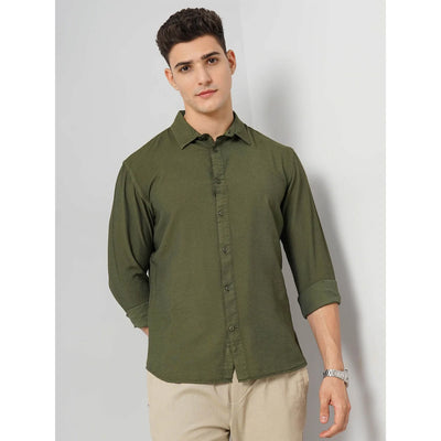 Celio* Solid Regular Fit Nylon Green Shirt
