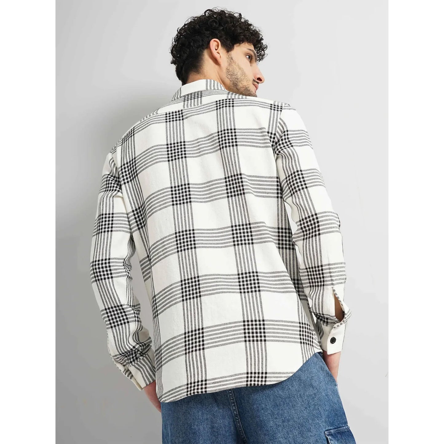 Cream Checks Cotton Shirt