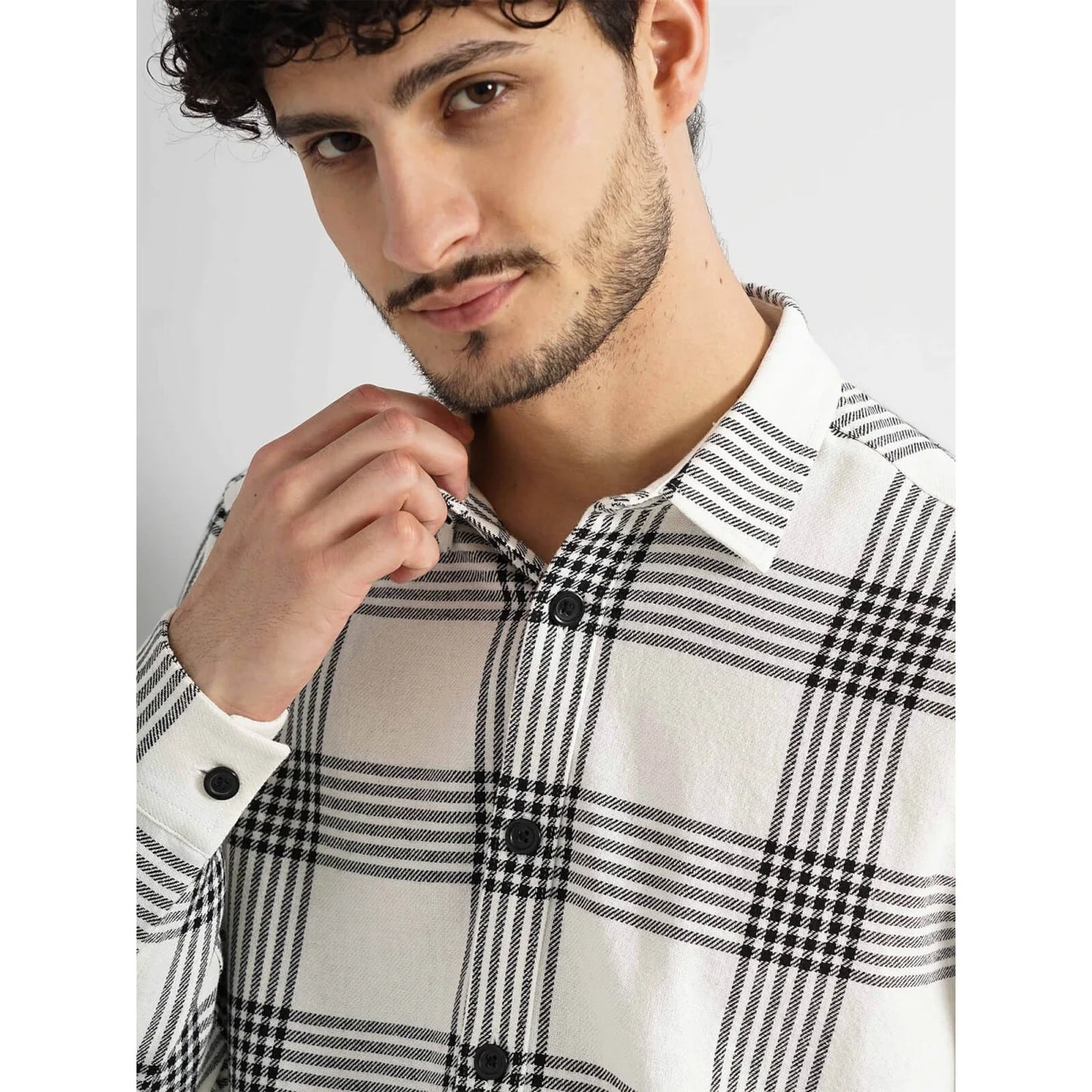 Cream Checks Cotton Shirt