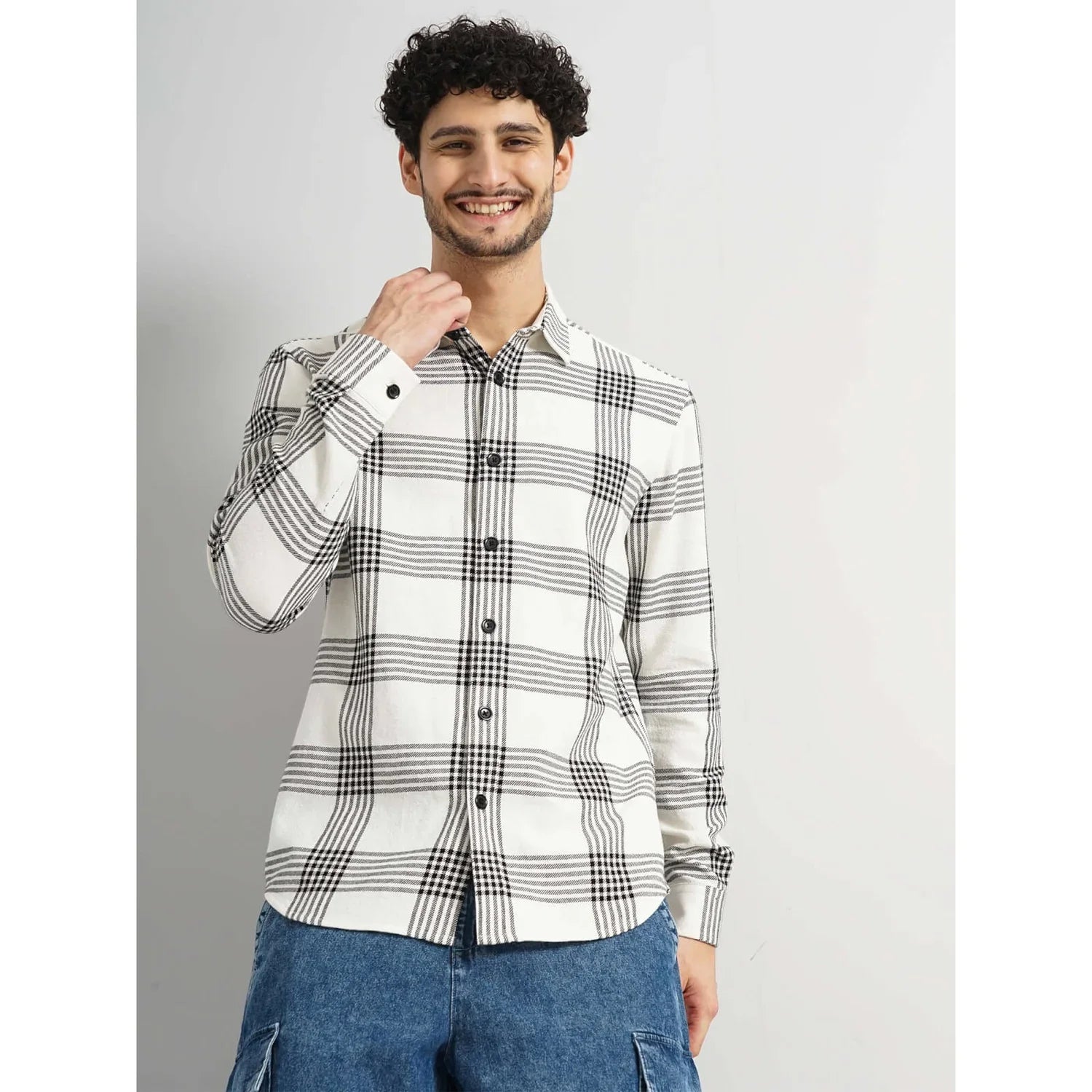 White Checked Cotton Shirt