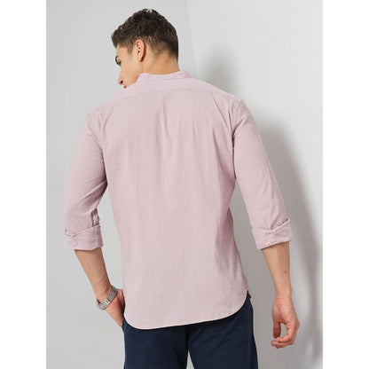 Cream Solid Cotton-Blend Shirt