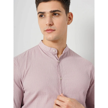 Cream Solid Cotton-Blend Shirt