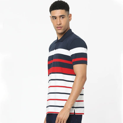 Red Striped Cotton Polo