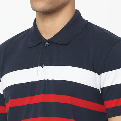 Red Striped Cotton Polo