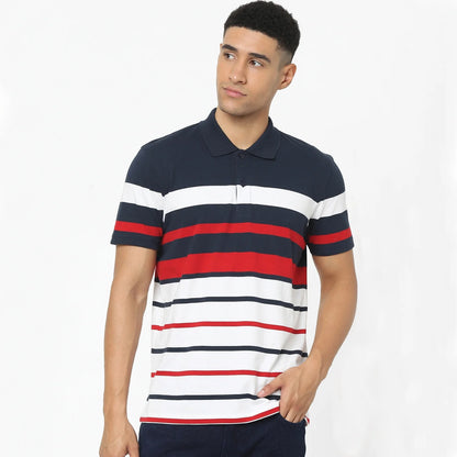 Red Striped Cotton Polo