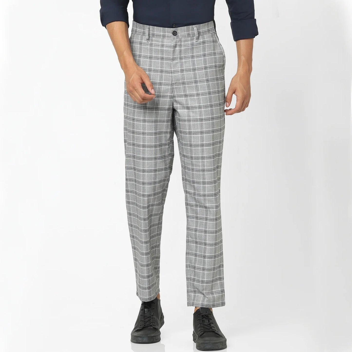 Grey Regular Fit Trousers