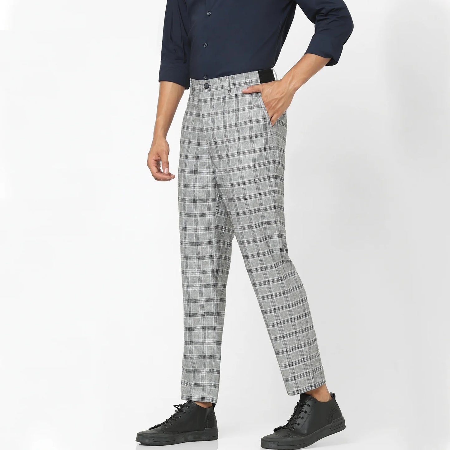 Grey Regular Fit Trousers