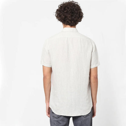 White Solid Linen Shirt