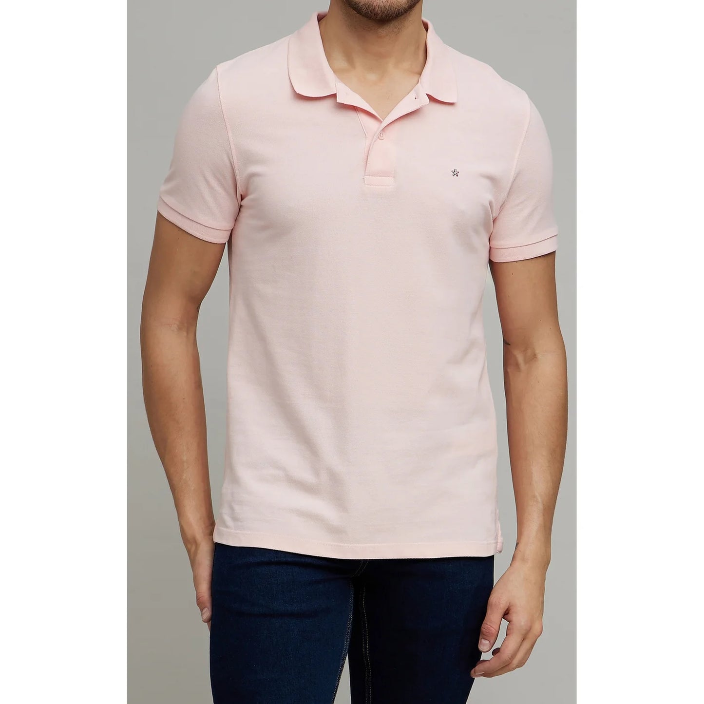 Pink Solid Cotton Polo