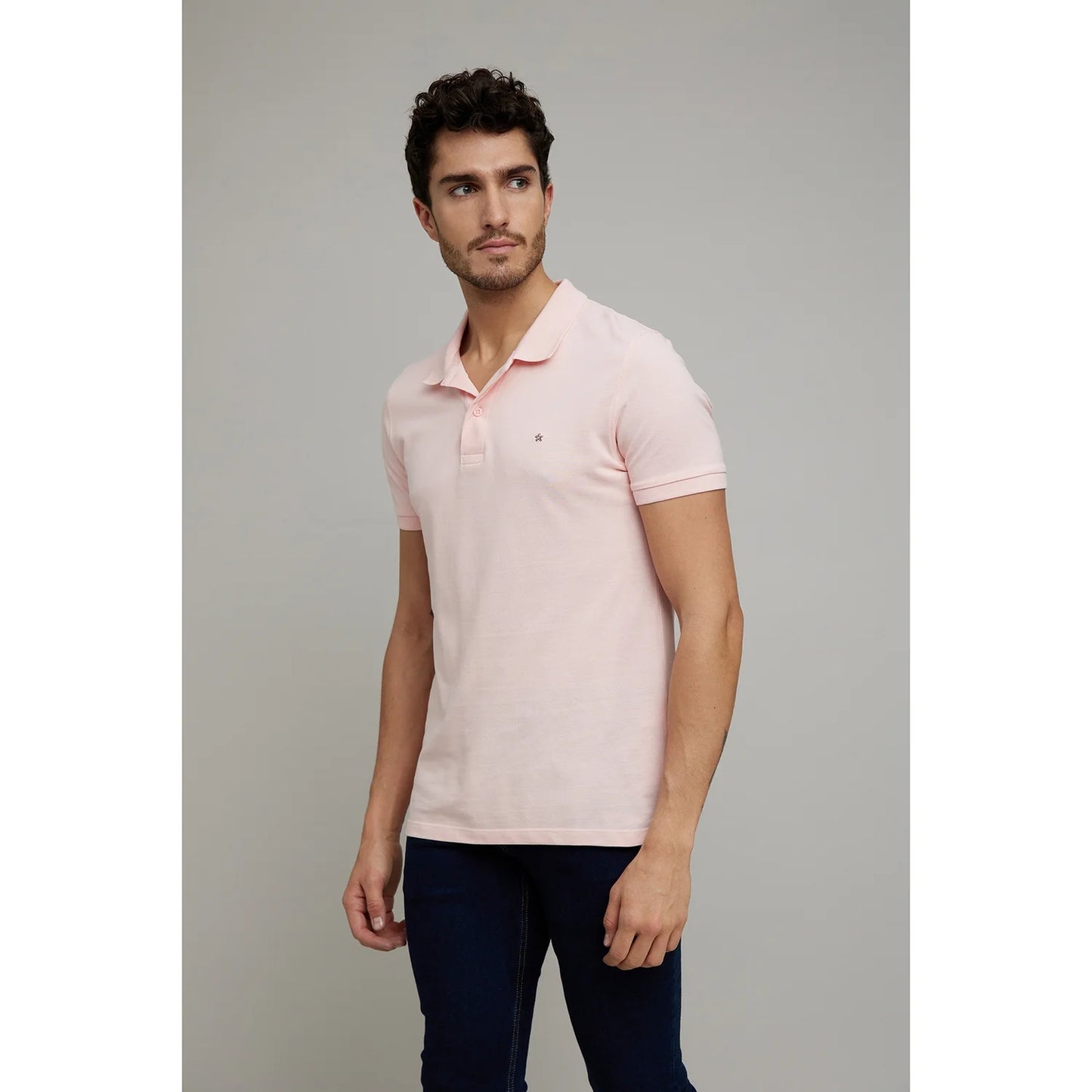 Pink Solid Cotton Polo