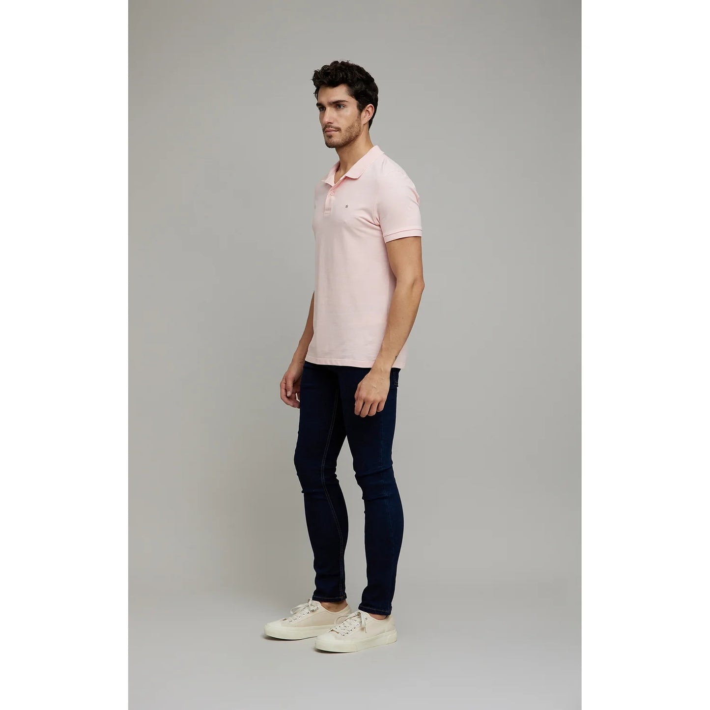 Pink Solid Cotton Polo