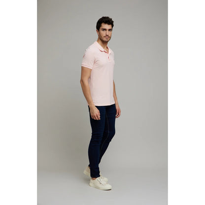 Pink Solid Cotton Polo