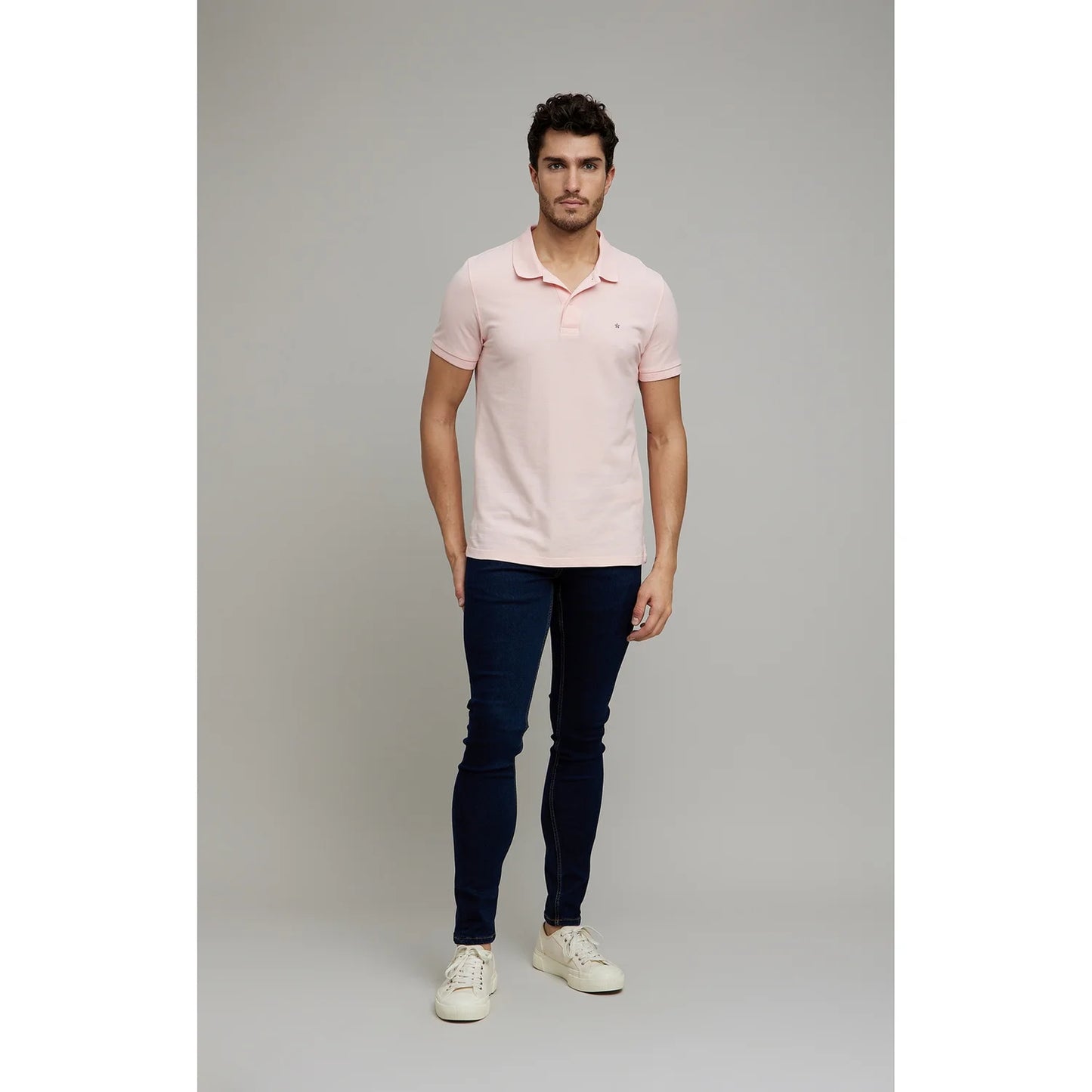 Pink Solid Cotton Polo