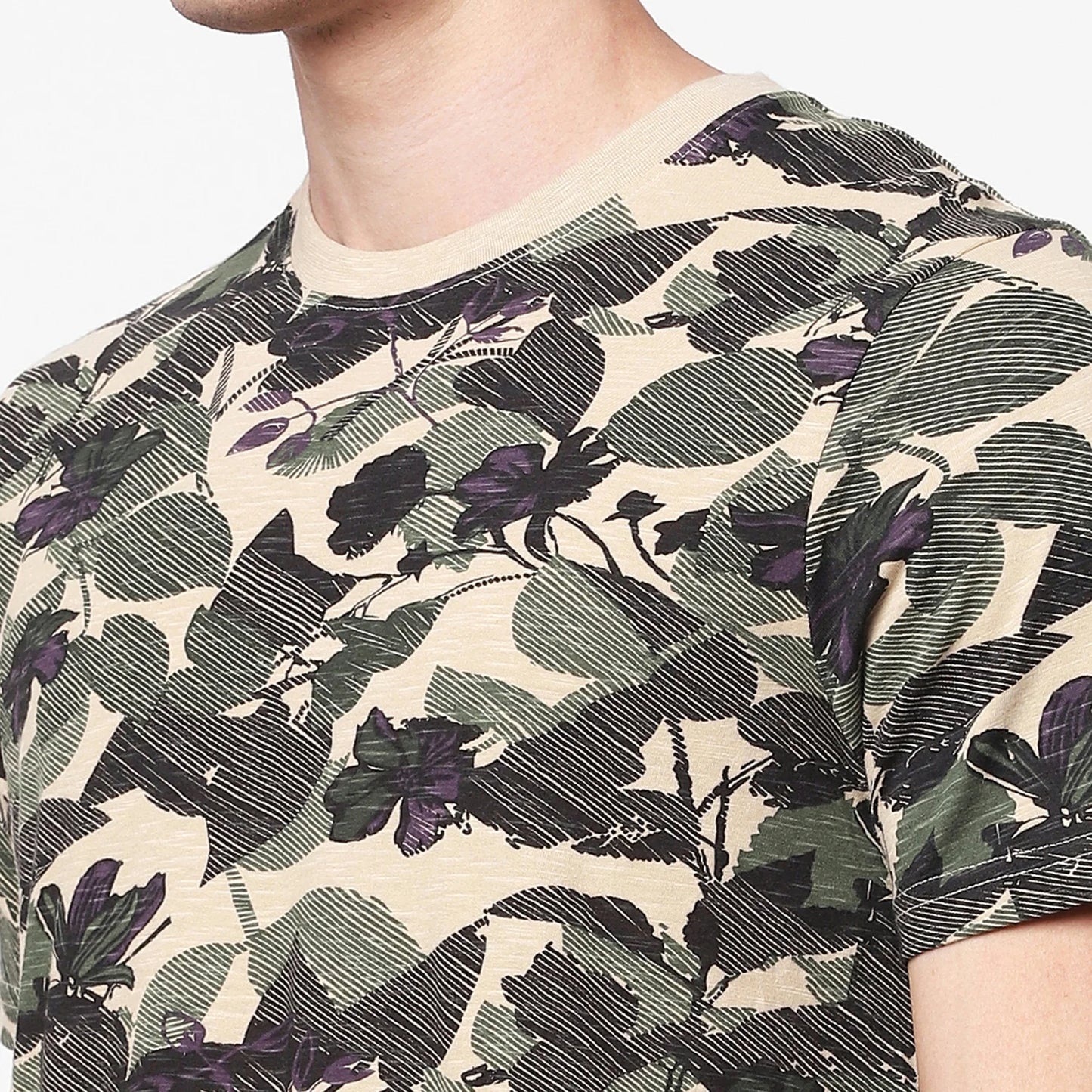 Off White Printed Cotton T-shirt