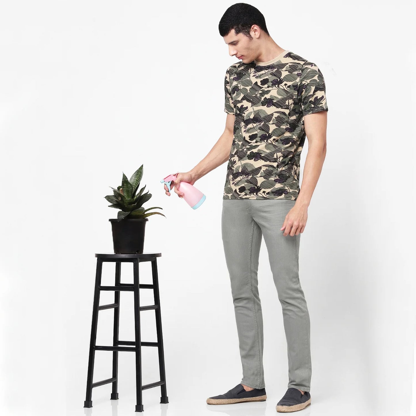 Off White Printed Cotton T-shirt