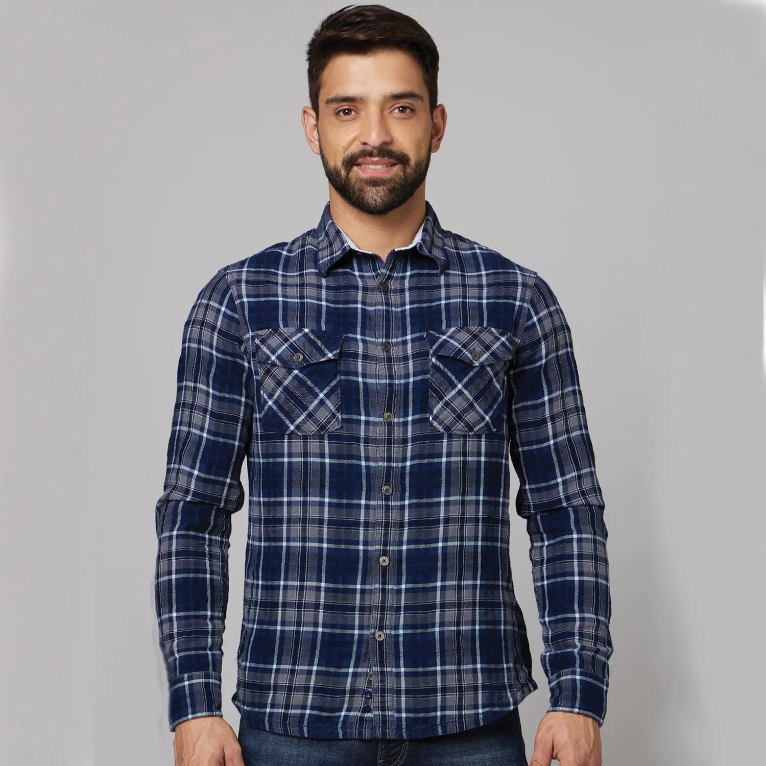 Blue Checks Cotton Shirt