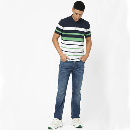 Green Striped Cotton Polo