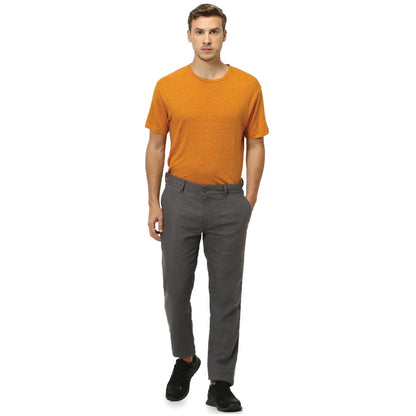 Grey Slim Fit Linen Pants