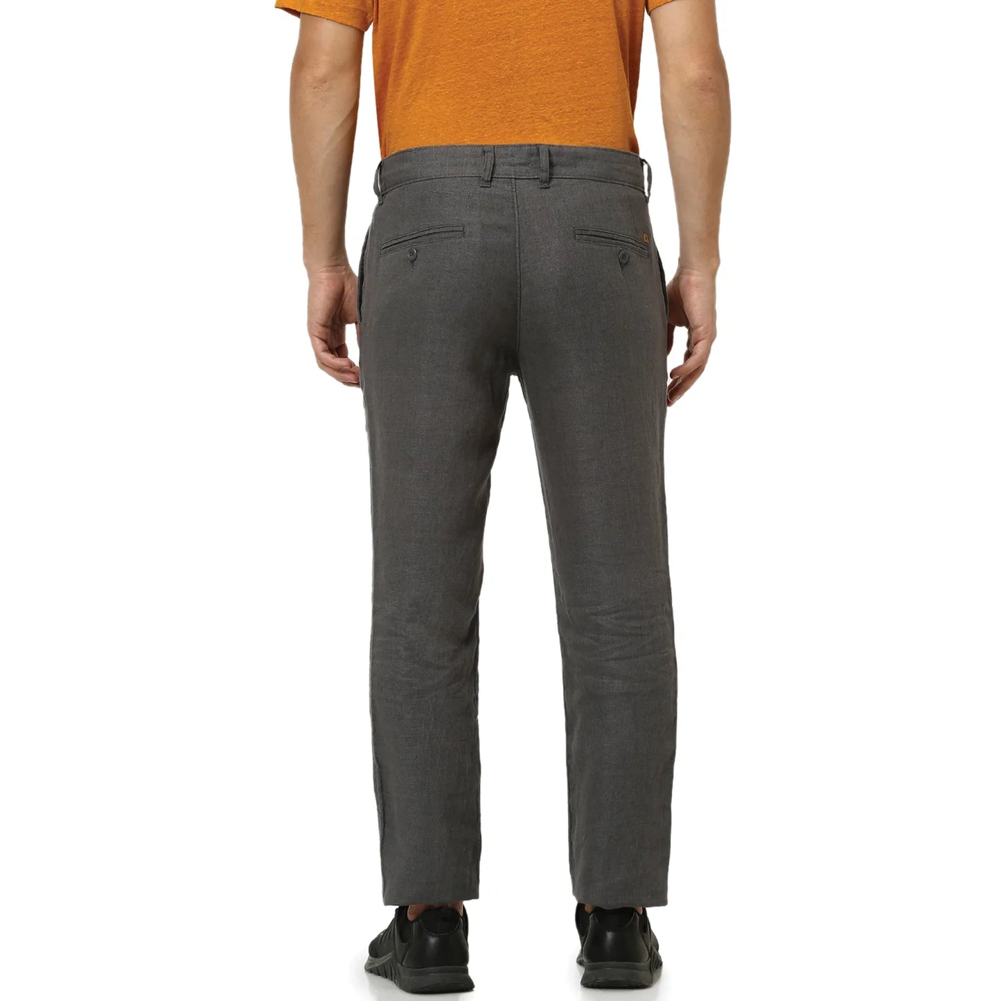 Grey Slim Fit Linen Pants