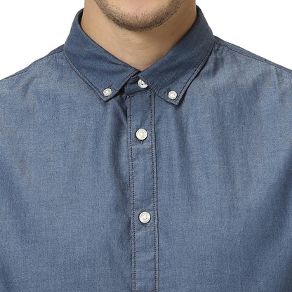 Blue Solid Cotton Shirt