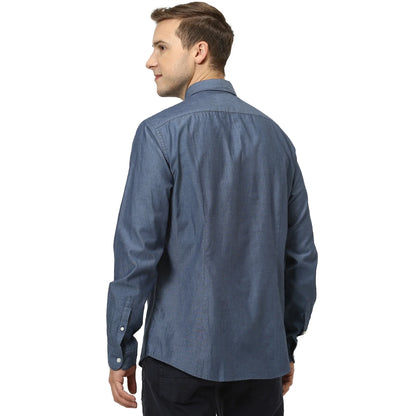 Blue Solid Cotton Shirt