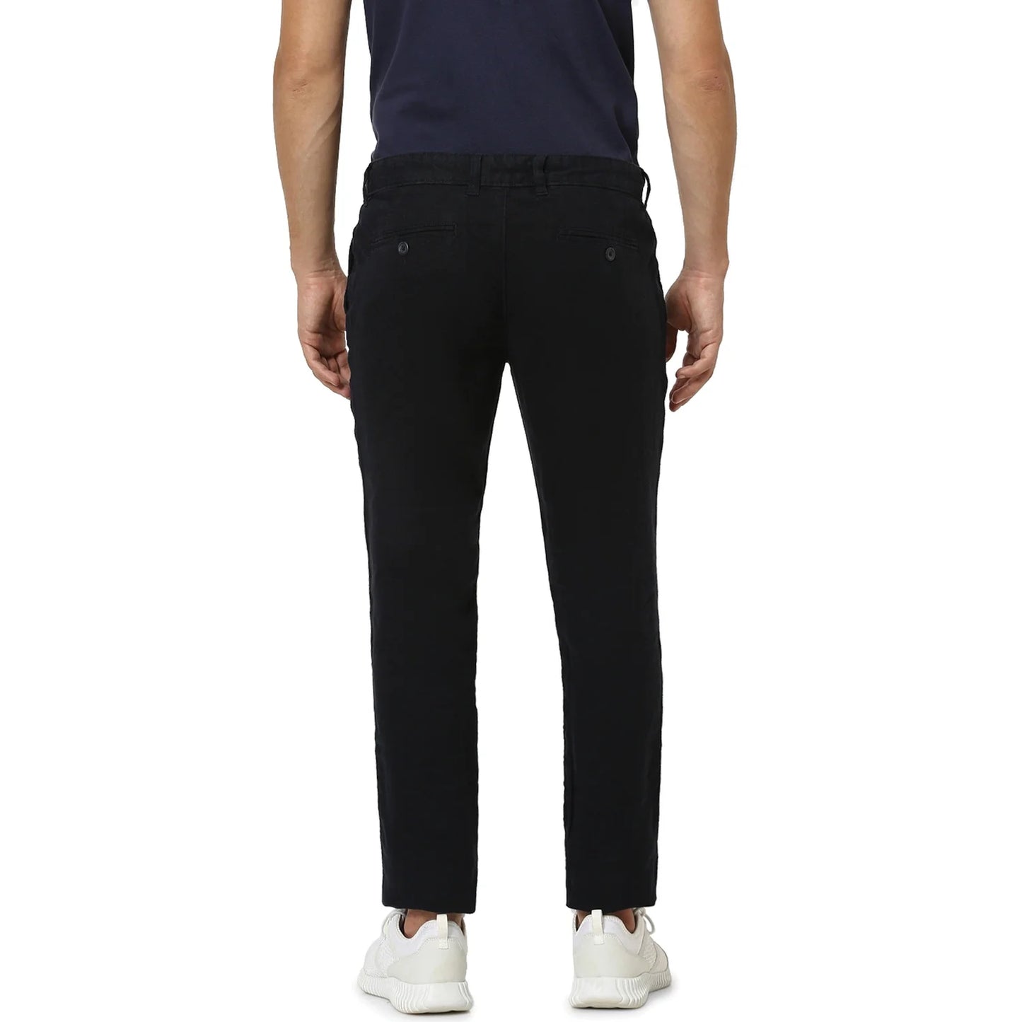 Blue Slim Fit Linen Pants