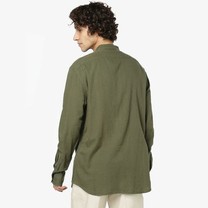 Khaki Solid Cotton Shirt