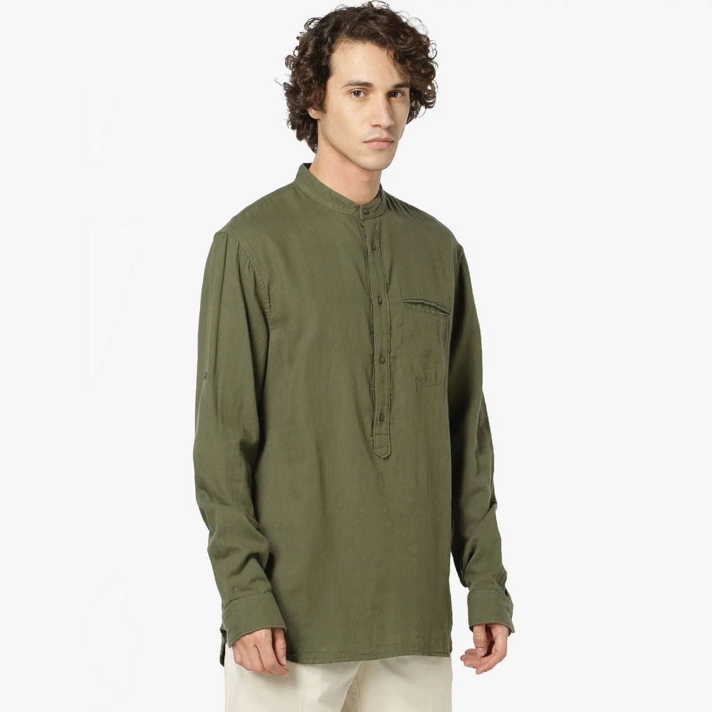 Khaki Solid Cotton Shirt