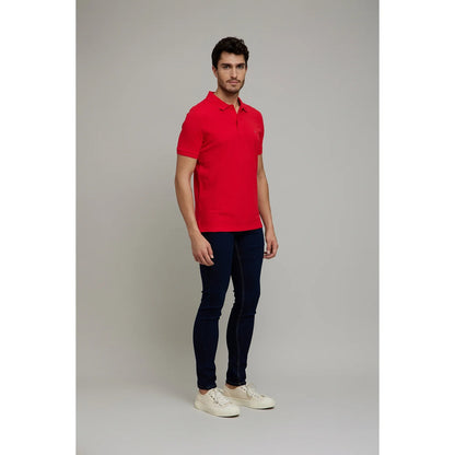 Red Solid Cotton Polo