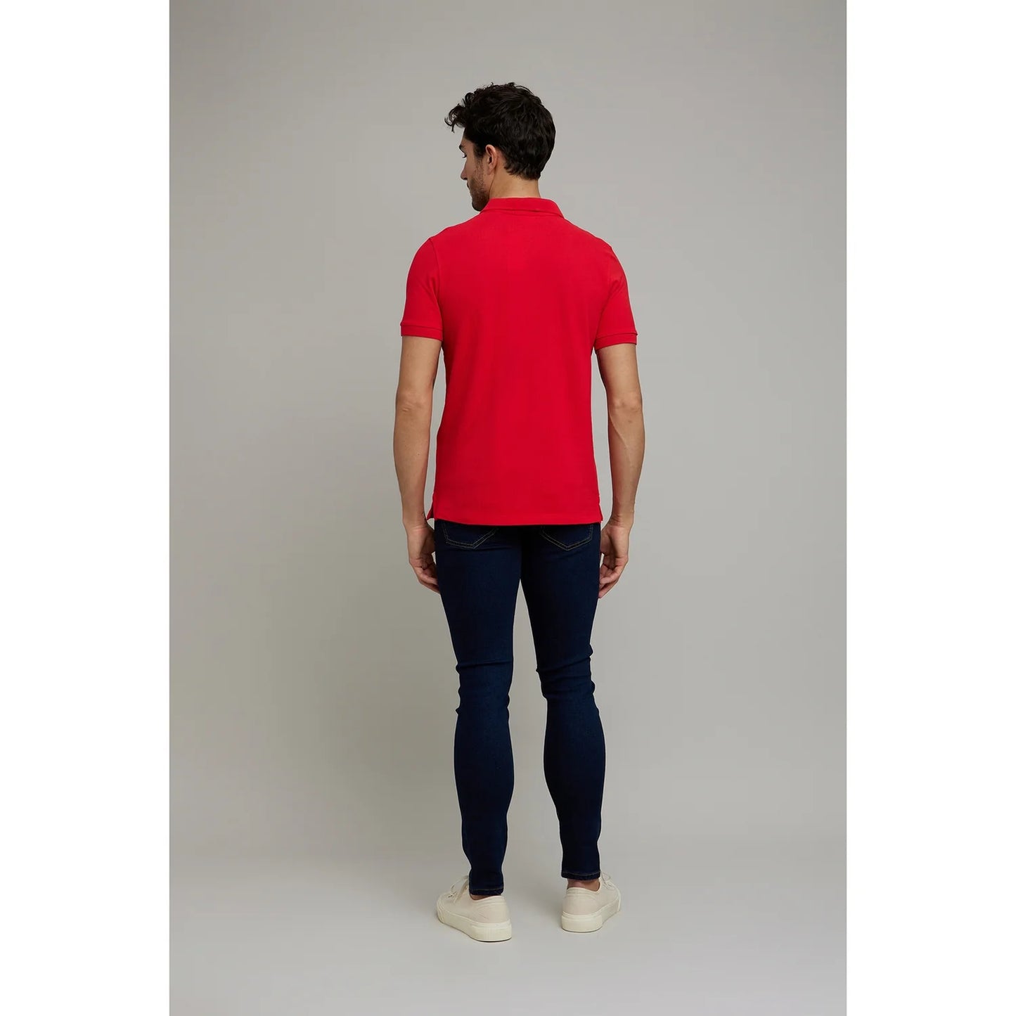 Red Solid Cotton Polo