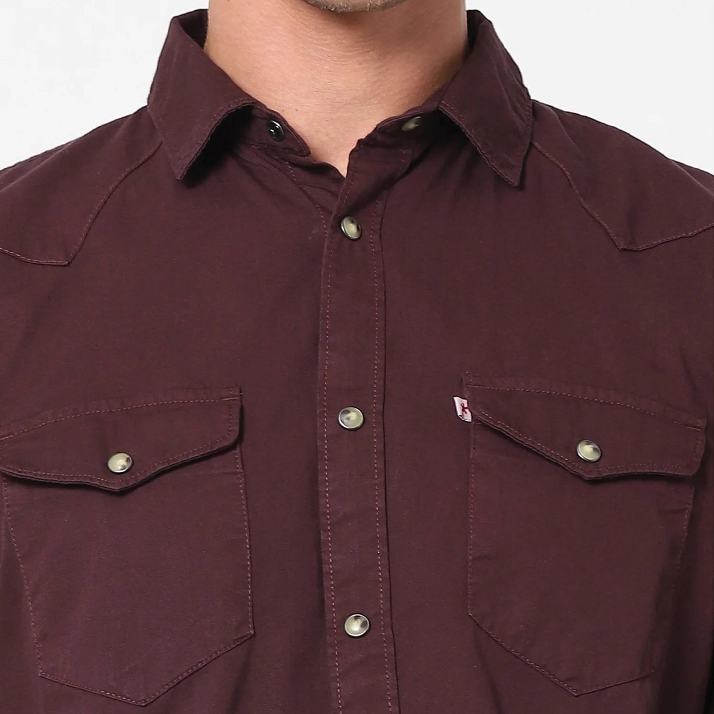 Maroon Solid Cotton Shirt